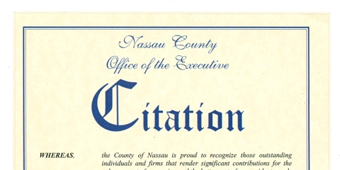 VMM Awarded Citation by Nassau County